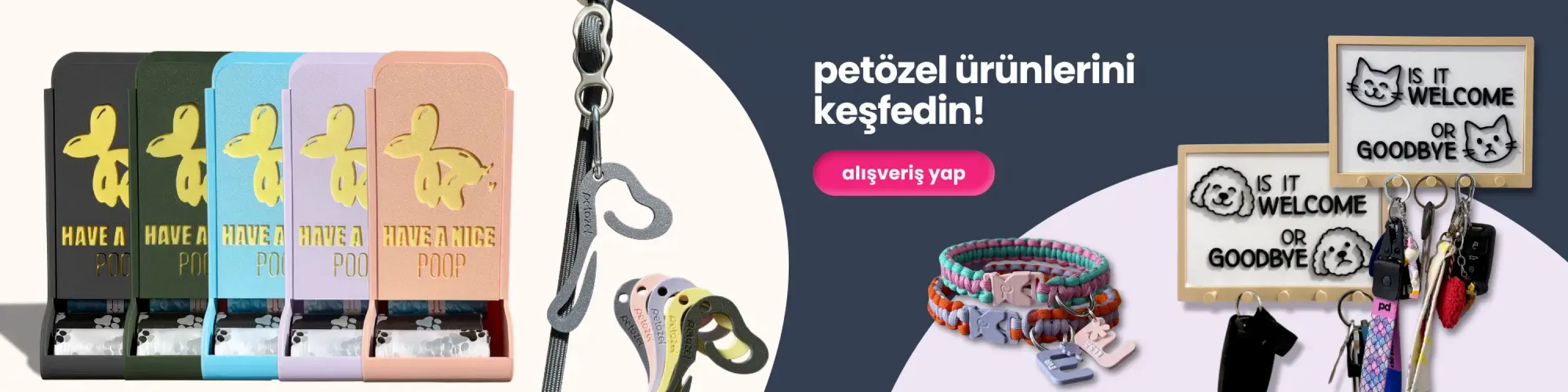 Petözel markalı evcil hayvan ürünleri – kaka torbası organizeri, taşıma kancası ve özel portreler